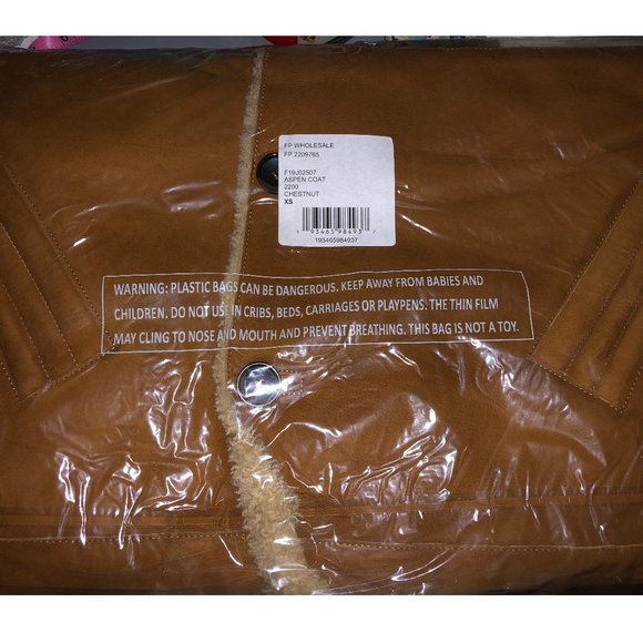 Free People Aspen Shearling Leather Coat Chestnut - Picture 3 of 5